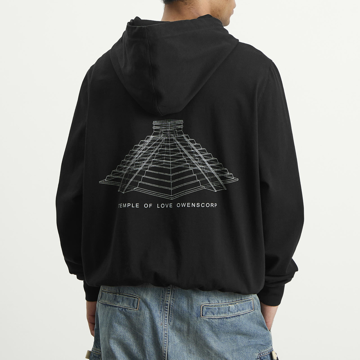 Rick Owens Men's Temple of Love Jersey Hoodie in Black