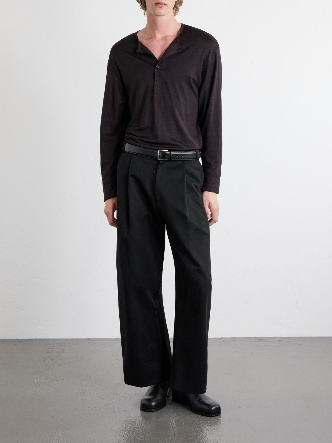 Studio Nicholson - Sorte Wide-Leg Pleated Cotton-Twill Trousers - Black