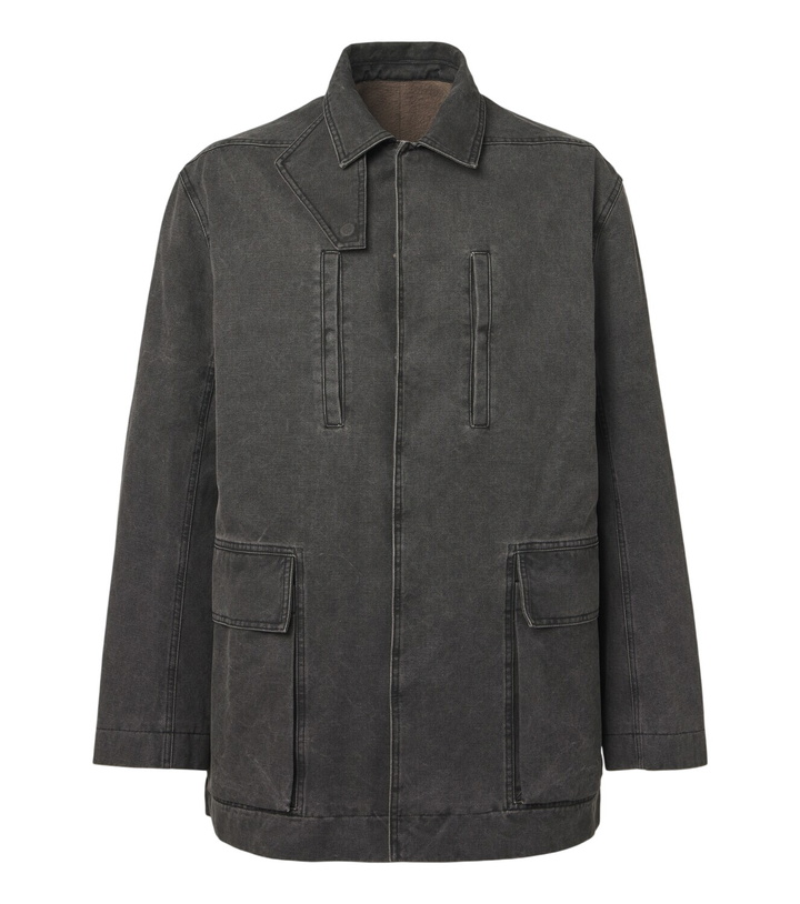 Photo: Rick Owens Collared Mac coated cotton canvas jacket