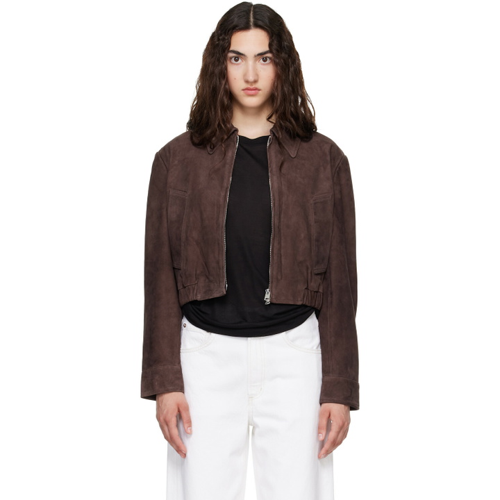 Photo: AGOLDE Brown Nahla Cropped Suede Jacket