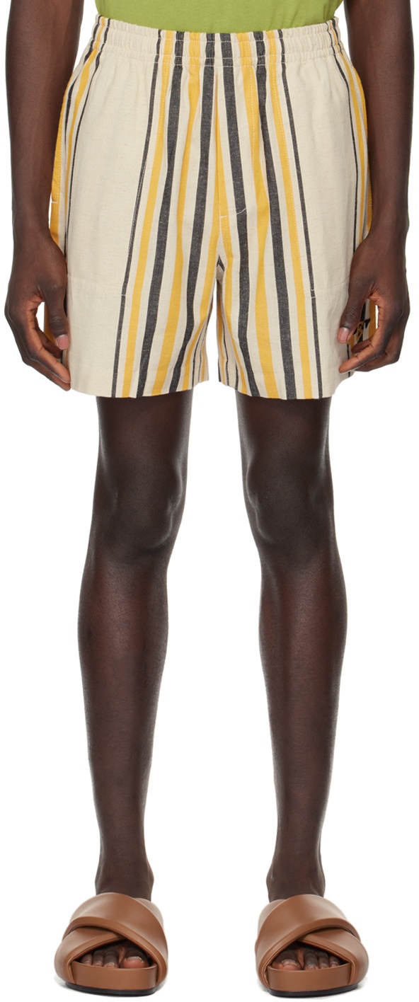 Photo: Bode Beige & Orange Namesake Stripe Shorts