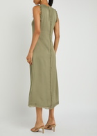 Day Birger ET Mikkelsen Dasha Fringe-trimmed Crepe Midi Dress Sage