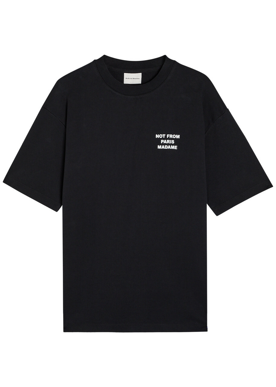 DRÔLE DE Monsieur Le T-shirt Slogan Printed Cotton T-shirt Black