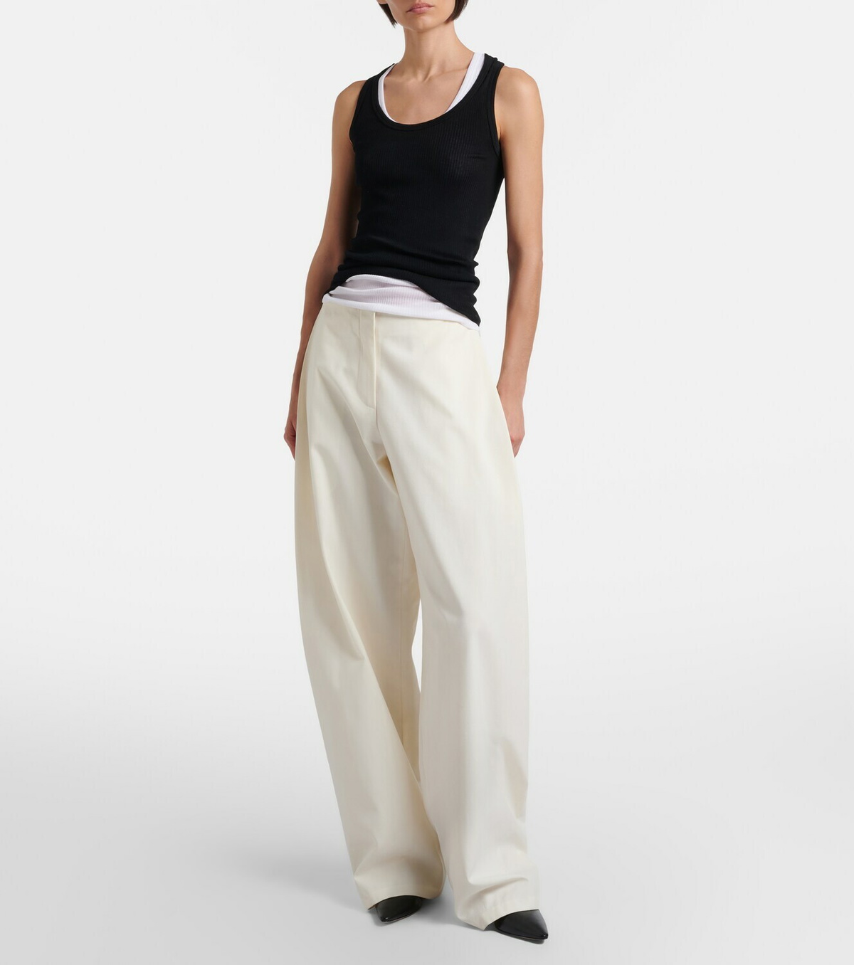 The Row Galileo cotton and silk barrel-leg pants