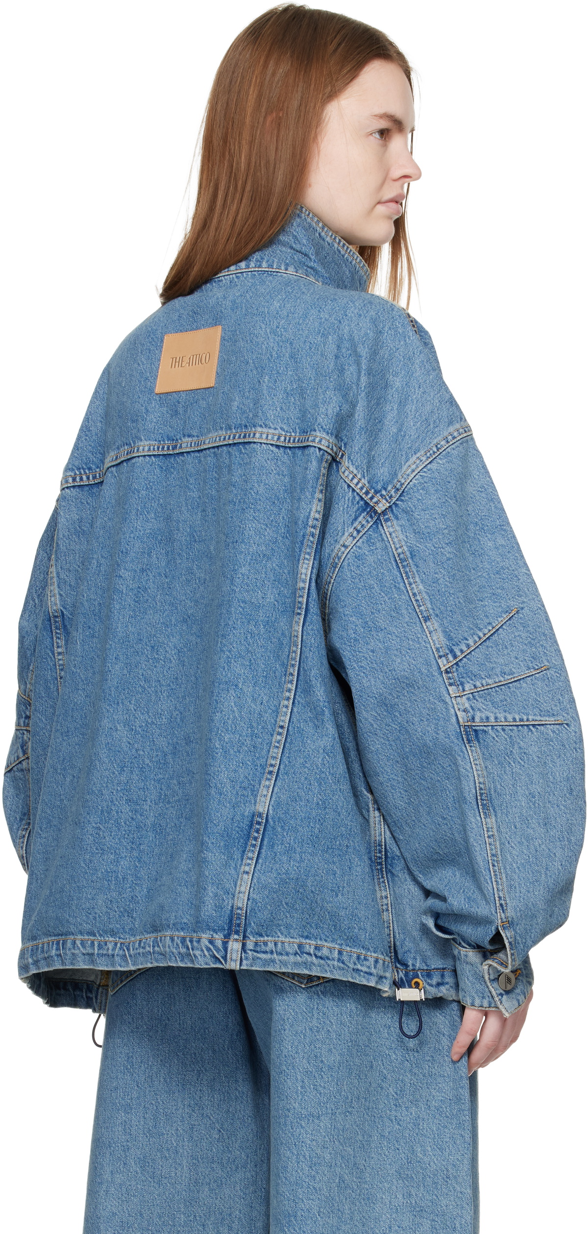 The Attico Blue Washed Denim Bomber Jacket