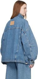 The Attico Blue Washed Denim Bomber Jacket