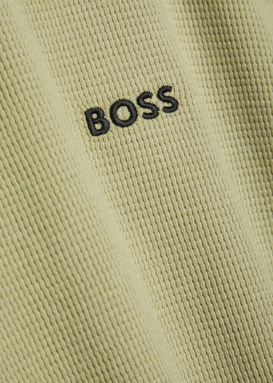 Boss Logo-embroidered Waffle T-shirt Green