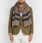 MAN 1924 - LOVAT&GREEN Striped Herringbone Linen Scarf - Navy