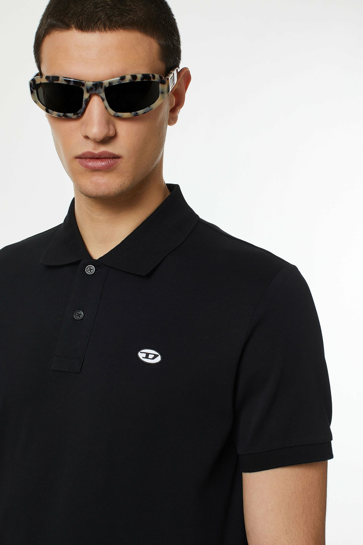 Diesel Polo shirt with D oval Patch - Polos Mens in Black