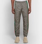 Gucci - Webbing-Trimmed Logo-Print Shell Drawstring Trousers - Gray