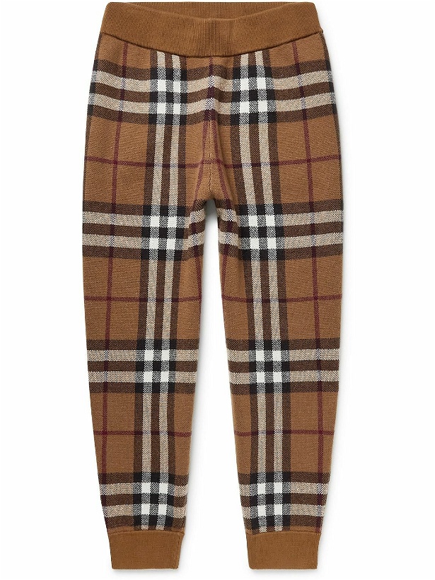 Photo: Burberry - Checked Cashmere-Jacquard Tapered Sweatpants - Brown