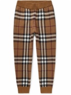 Burberry - Checked Cashmere-Jacquard Tapered Sweatpants - Brown