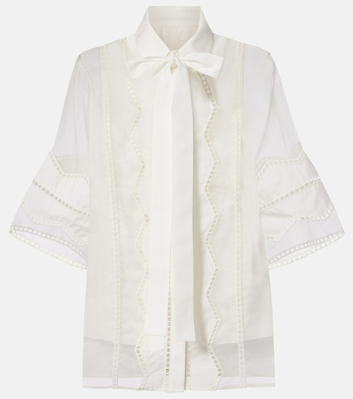 Elie Saab Tie-neck cotton and silk-blend blouse