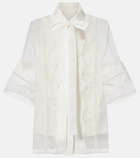Elie Saab Tie-neck cotton and silk-blend blouse