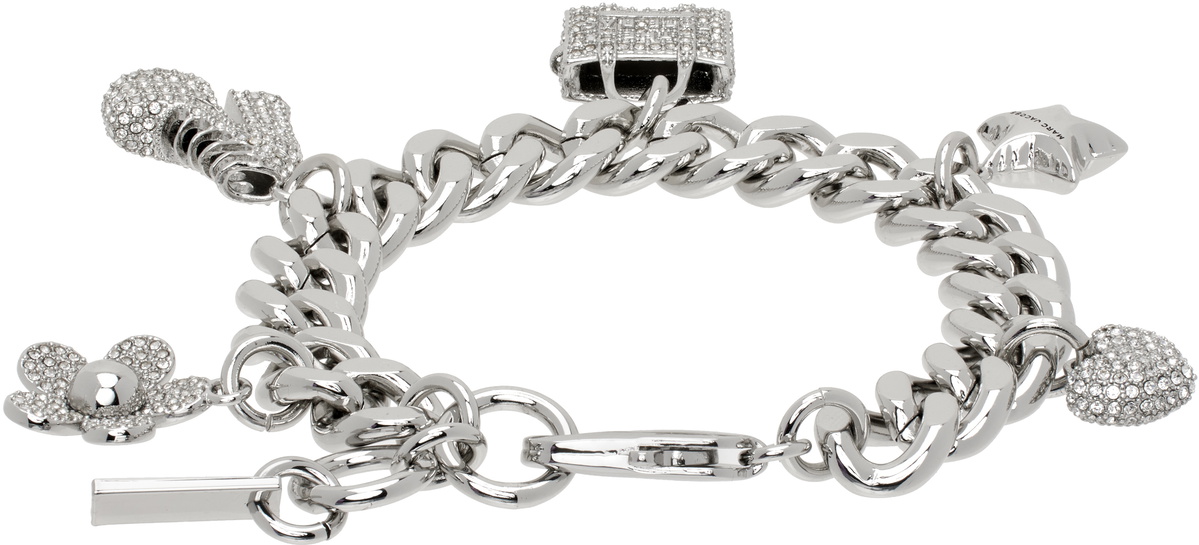Marc Jacobs Silver 'The Pave Mini Icon Charm' Bracelet