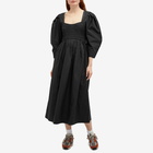 GANNI Women's Open-Neck Smock Long Dress in Black