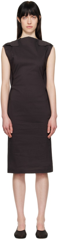 Photo: ISSEY MIYAKE Brown Ample Midi Dress