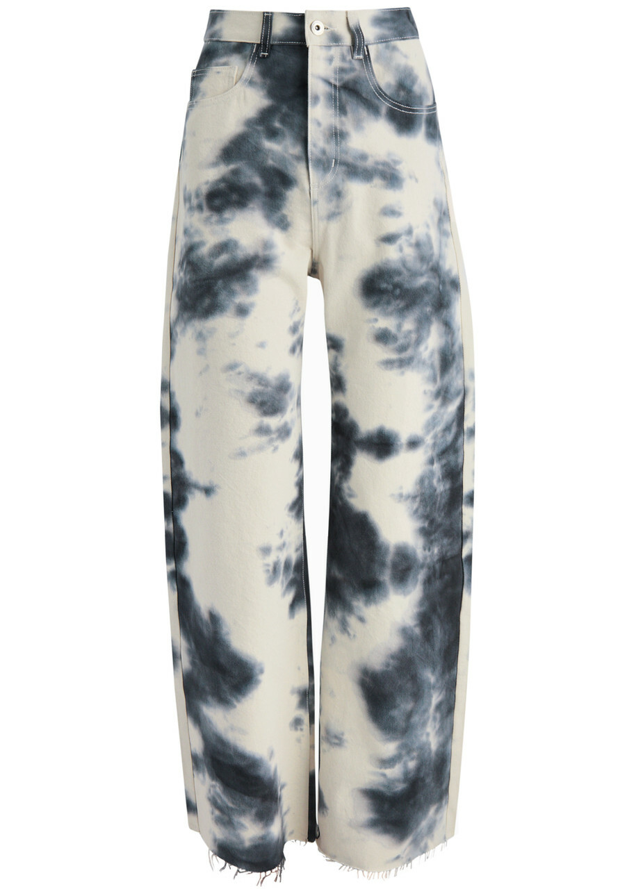Marques' Almeida Tie-dye Wide-leg Jeans Cream
