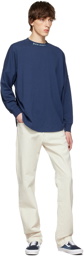 Palm Angels Navy Cotton Long Sleeve T-Shirt