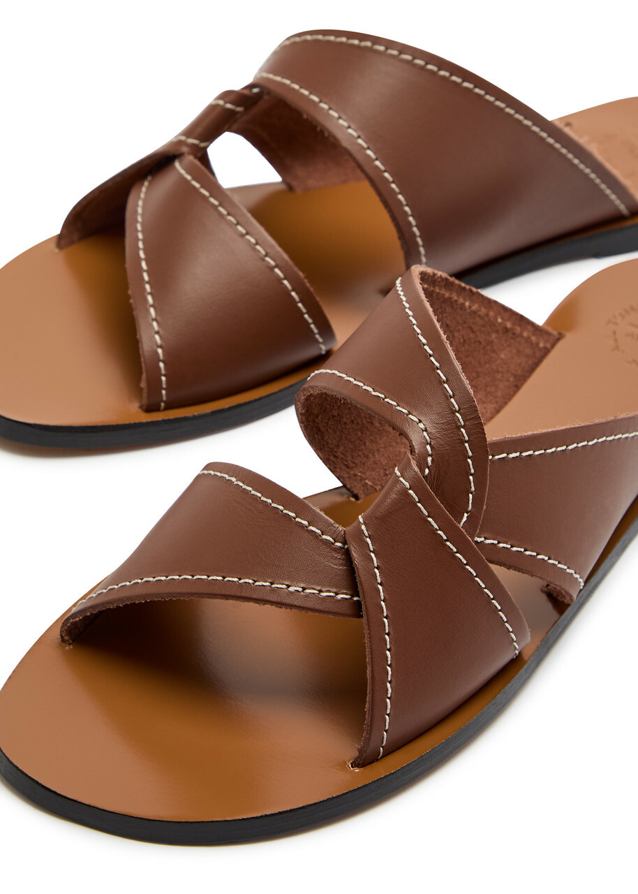 Atp Atelier Allai Leather Sliders Brown