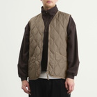 Taion Men's Military V-Neck Zip Down Vest in Dark Khaki