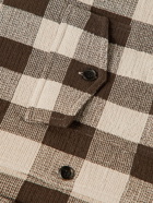 Nanushka - Taite Oversized Camp-Collar Gingham Cotton-Blend Gauze Shirt - Brown