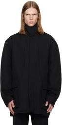 Rick Owens Black Tower Collared Mac Coat