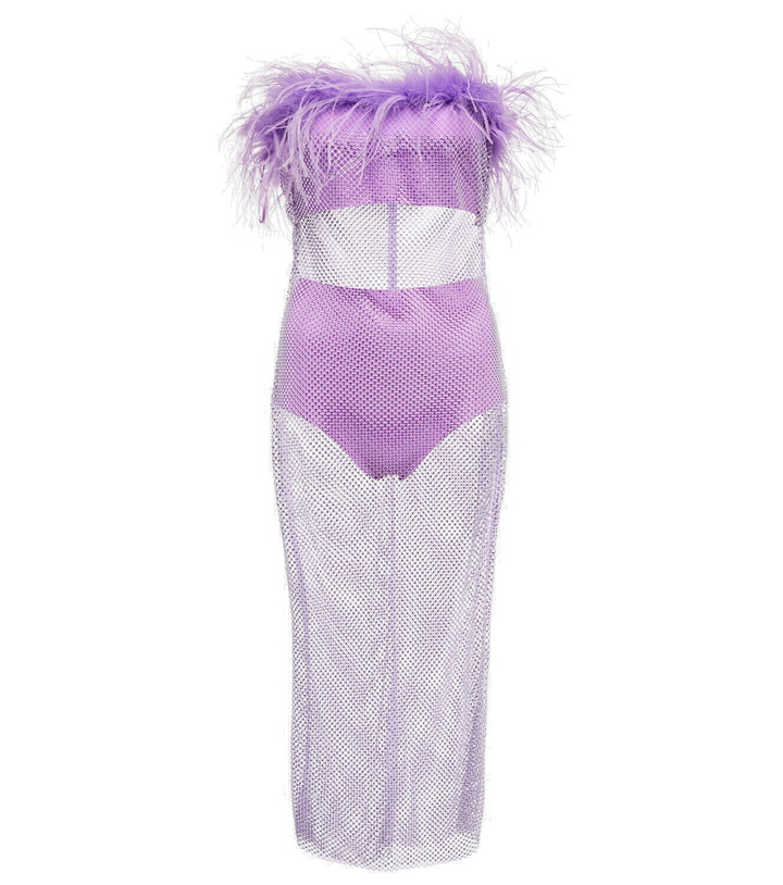 Photo: Giuseppe di Morabito Feather-trimmed embellished midi dress