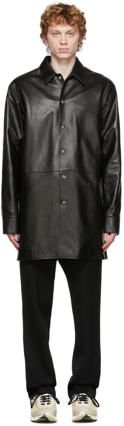 OAMC Black Leather Echo Shirt Jacket OAMC