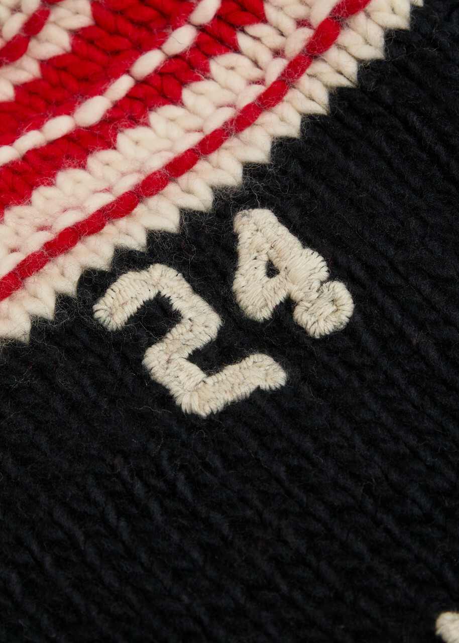 Nahmias Logo Striped-intarsia Wool Jumper Black