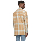 Solid Homme Beige and Blue Plaid Shirt