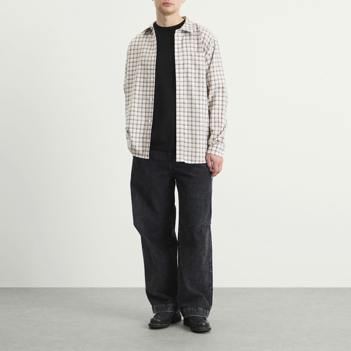 Palmes Men's Cotton Merino Shirt in White/Brown