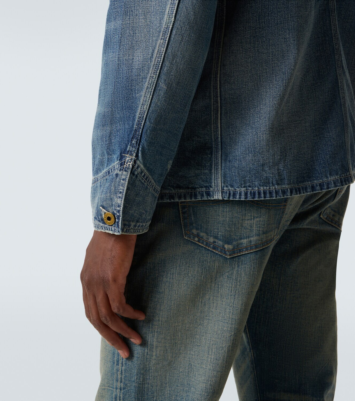 RRL Stockton corduroy-trimmed denim jacket