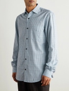 Purdey - Checked Cotton and Cashmere-Blend Shirt - Blue