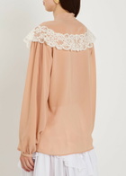 Chloe Lace-trim Silk-georgette Blouse Pink