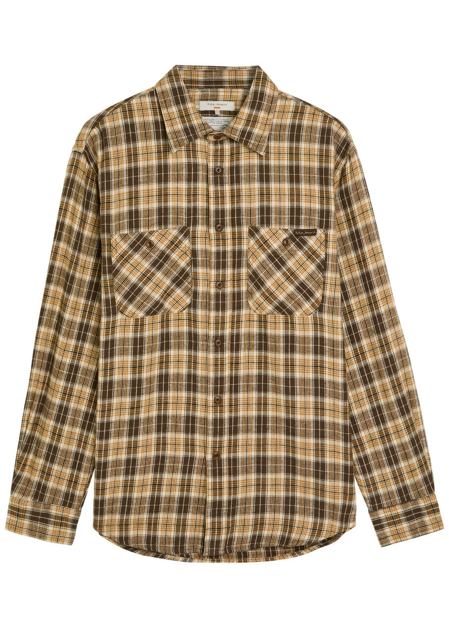 Nudie Jeans Julian Checked Cotton and Linen-blend Shirt Multicoloured 1