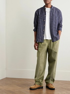 Folk - Straight-Leg Pleated Garment-Dyed Stretch-Cotton Poplin Trousers - Green