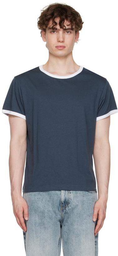Photo: Second/Layer SSENSE Exclusive Navy Ringer T-Shirt