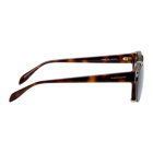 Alexander McQueen Tortoiseshell and Gold Rectangular 54 Sunglasses