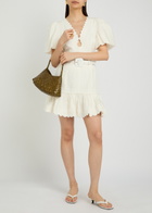 Rebecca Vallance Kahlia Appliquéd Linen-blend Mini Dress Ivory
