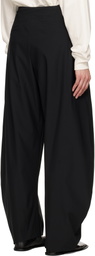 AMOMENTO Black Curved Silhouette Trousers