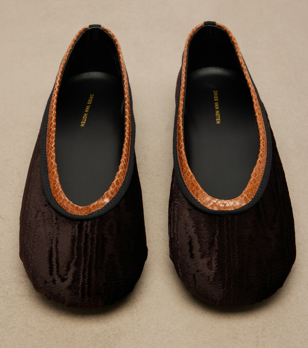 Dries Van Noten Leather-trimmed velvet ballet flats