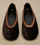 Dries Van Noten Leather-trimmed velvet ballet flats