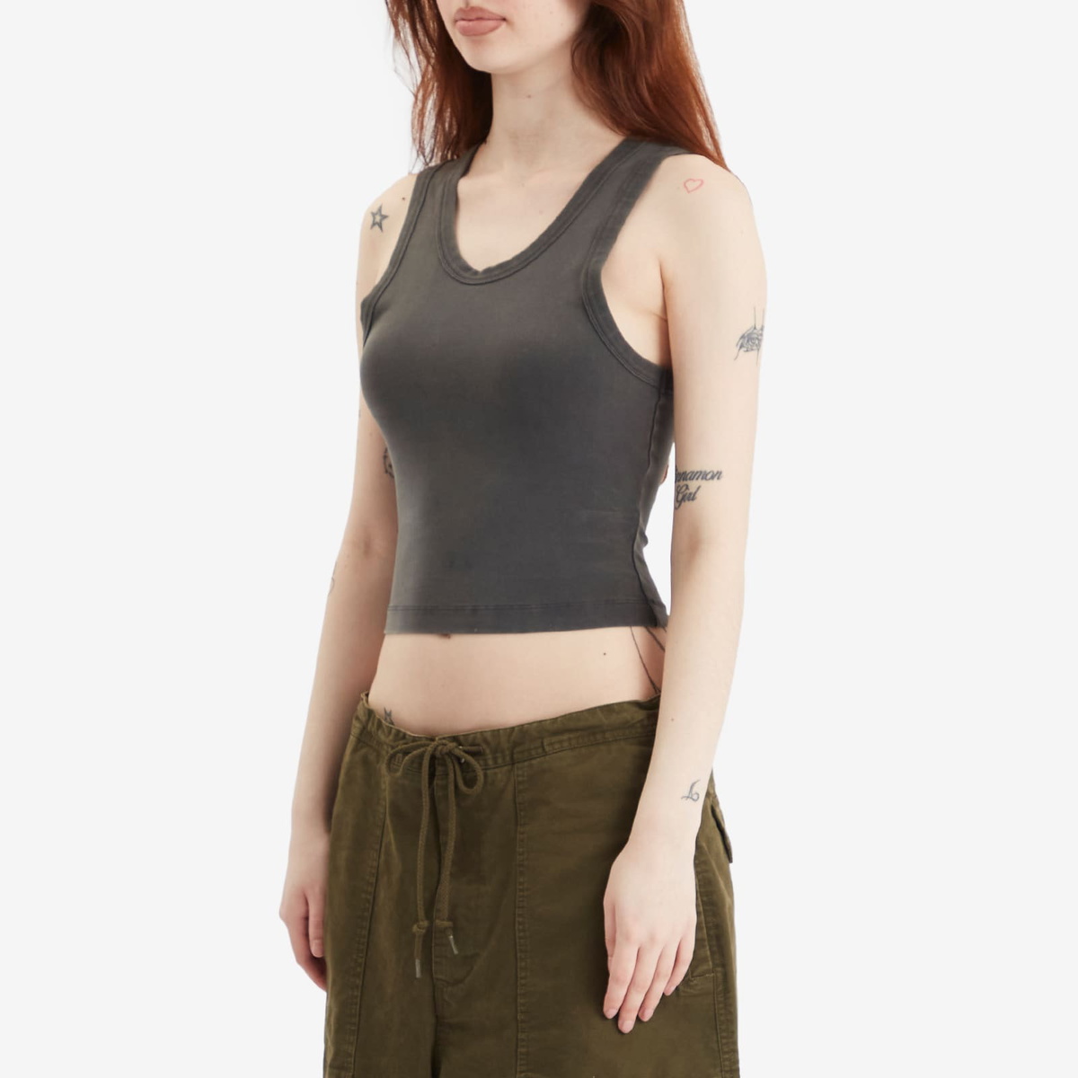 Entire Studios Women's Cropped Tank Top in Washed Black