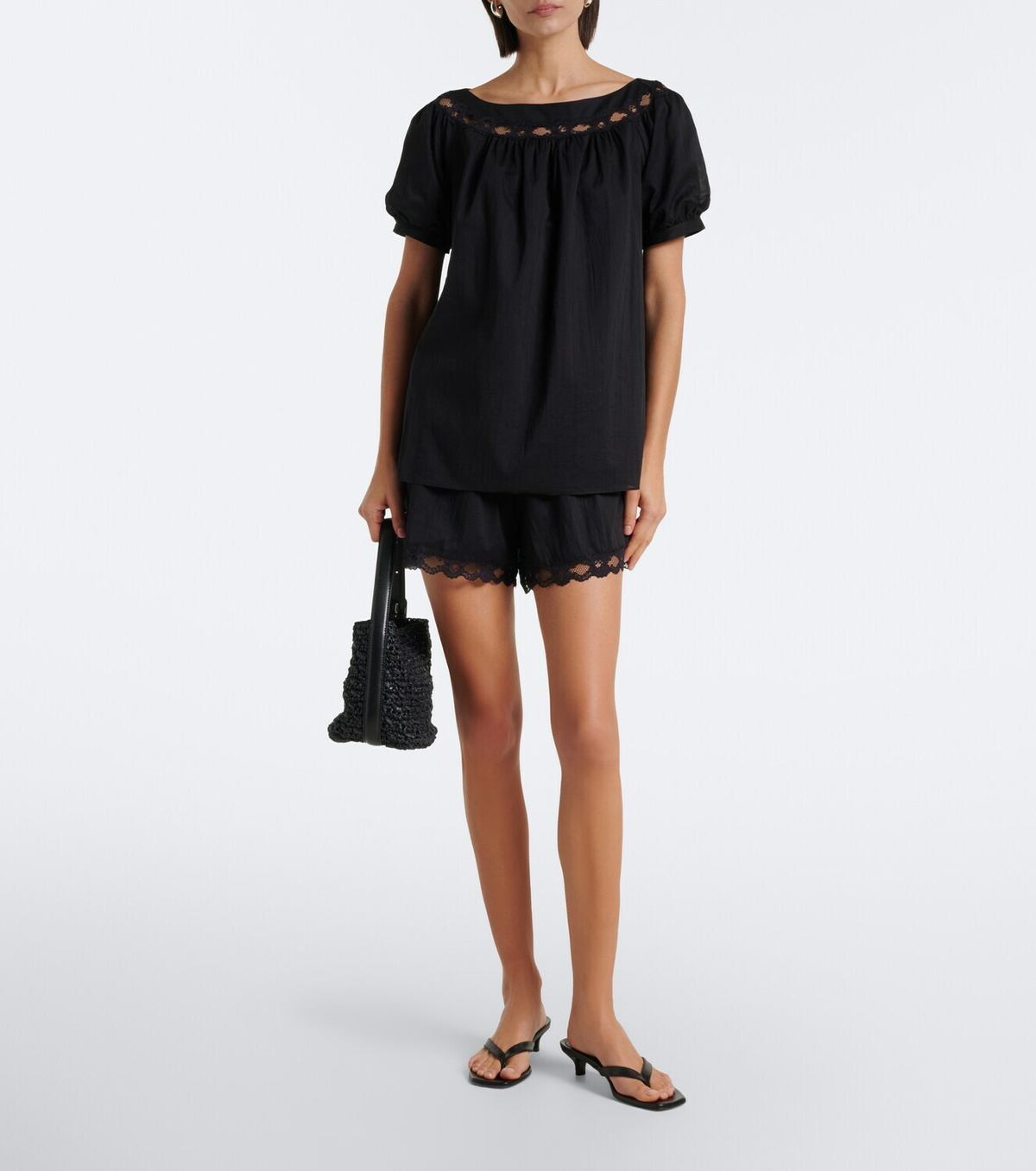 Posse Marilyn lace-trimmed cotton top