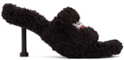 Balenciaga Black Furry 80mm Heeled Sandals