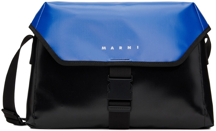Photo: Marni Black & Blue Textured Messenger Bag