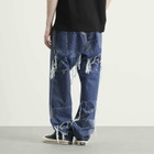 MASTERMIND WORLD Men's Patchwork Jacquard Straight Denim Pants in Indigo