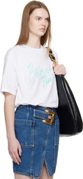 Balmain White Boxy 'Balmain Paris' Brush Print T-shirt