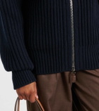 Tod's Leather-trimmed virgin wool jacket